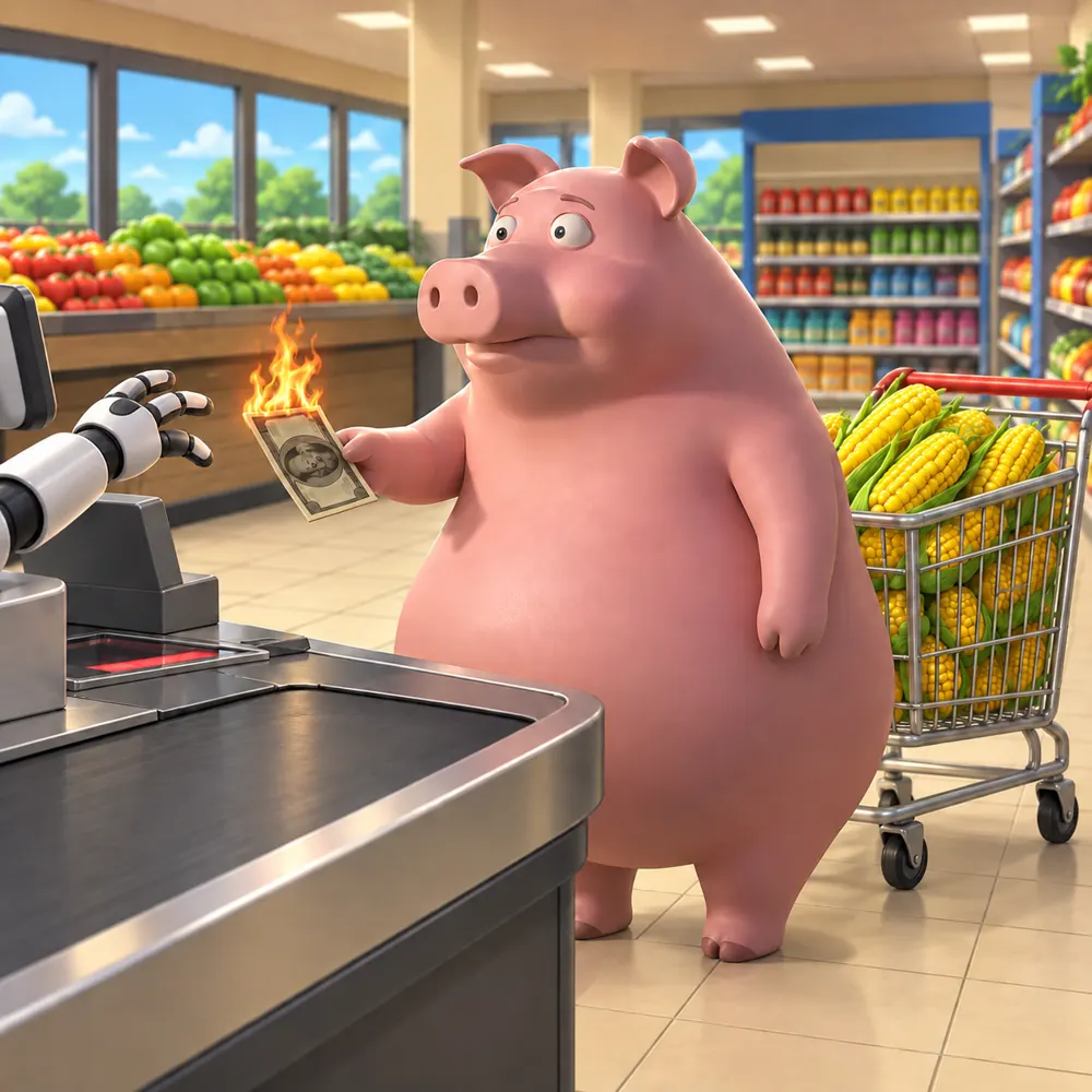 Cashpig paying with a burning bill
